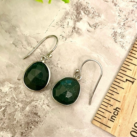 Green Aventurine Sterling Silver Earrings 925 - Picture 3 of 4
